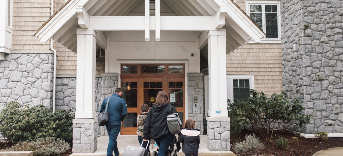 Canuck Place family entering a children's hospice