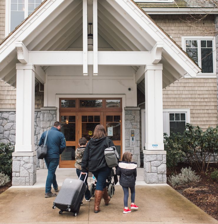 Canuck Place family entering a children's hospice